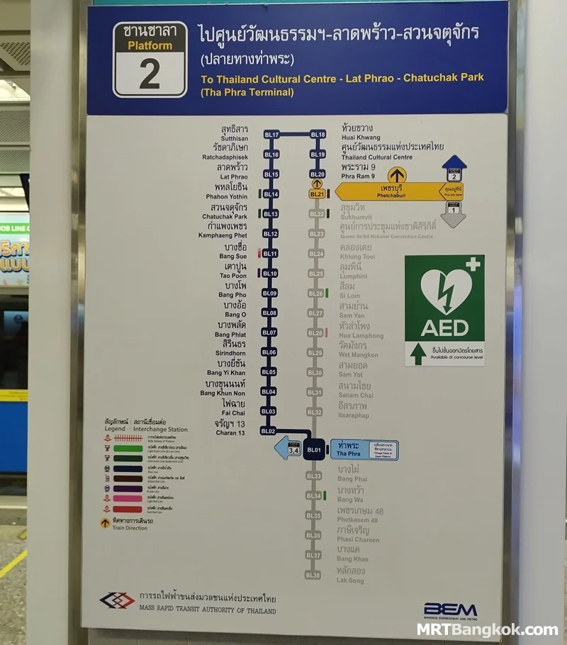 Bangkok MRT Blue Line station list